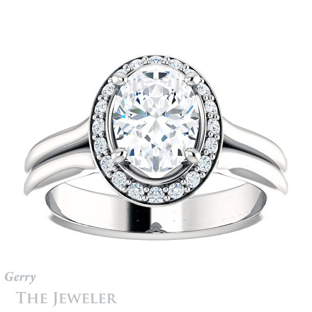 Oval Shaped Forever One Moissanite Engagement Ring #GTJ994-oval-fo-w 1 Oval Shaped Forever One Moissanite Engagement Ring #GTJ994-oval-fo-w