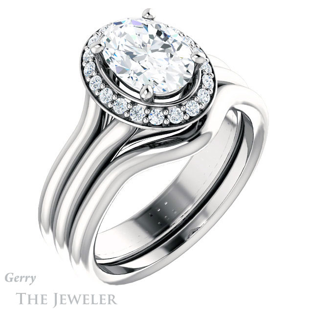 Oval Shaped Forever One Moissanite Engagement Ring #GTJ994-oval-fo-w 6 Oval Shaped Forever One Moissanite Engagement Ring #GTJ994-oval-fo-w