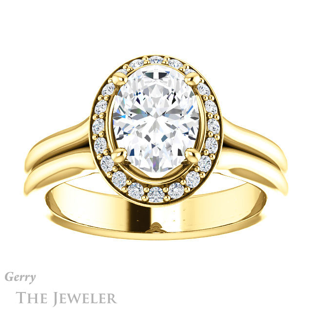 Oval Shaped Forever One Moissanite Engagement Ring #GTJ994-oval-fo-y