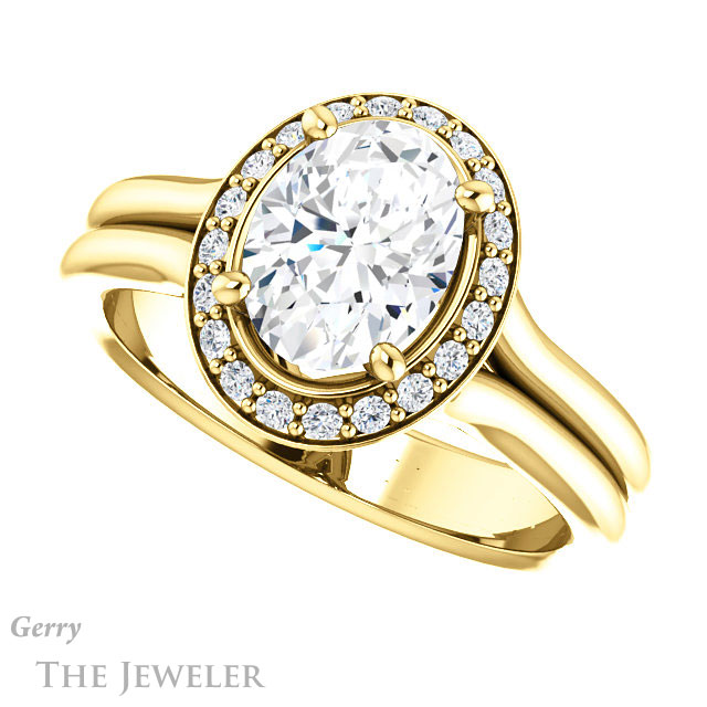 Oval Shaped Forever One Moissanite Engagement Ring #GTJ994-oval-fo-y