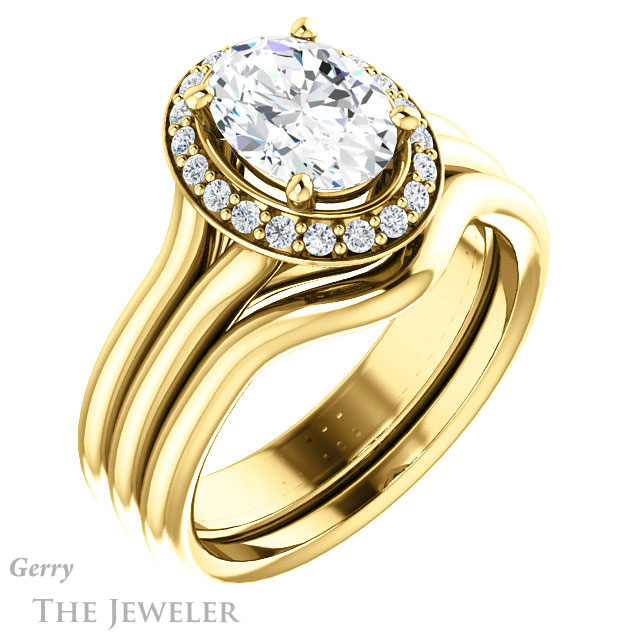 Oval Shaped Forever One Moissanite Engagement Ring #GTJ994-oval-fo-y
