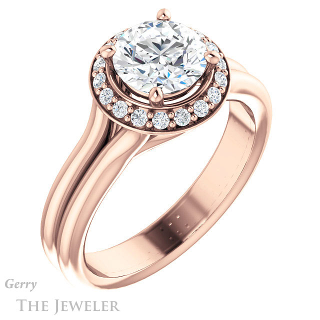 Round Cut Forever One Moissanite Engagement Ring #GTJ994-round-fo-r 4 Round Cut Forever One Moissanite Engagement Ring #GTJ994-round-fo-r
