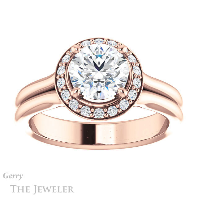 Round Cut Forever One Moissanite Engagement Ring #GTJ994-round-fo-r 1 Round Cut Forever One Moissanite Engagement Ring #GTJ994-round-fo-r