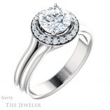 Round Cut Forever One Moissanite Engagement Ring #GTJ994-round-fo-w 4 Round Cut Forever One Moissanite Engagement Ring #GTJ994-round-fo-w