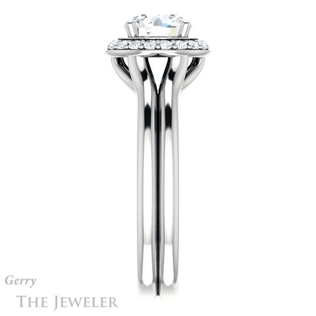 Round Cut Forever One Moissanite Engagement Ring #GTJ994-round-fo-w 3 Round Cut Forever One Moissanite Engagement Ring #GTJ994-round-fo-w