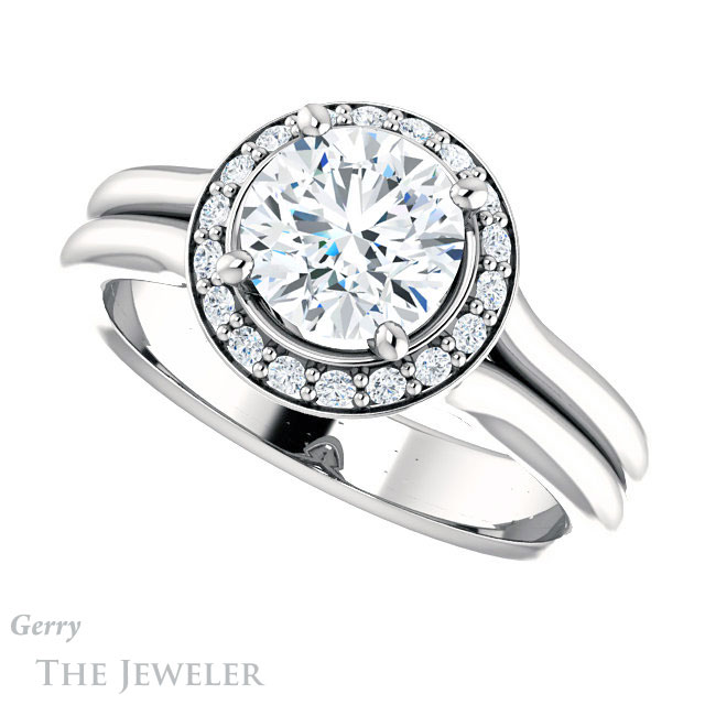 Round Cut Forever One Moissanite Engagement Ring #GTJ994-round-fo-w 5 Round Cut Forever One Moissanite Engagement Ring #GTJ994-round-fo-w