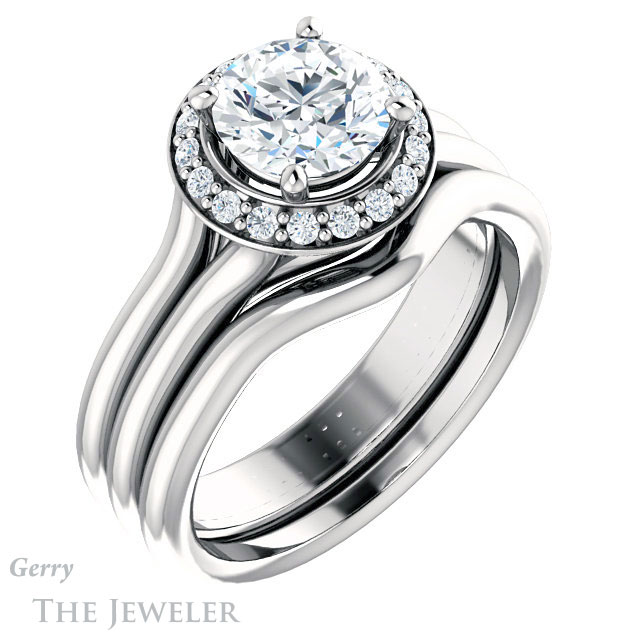 Round Cut Forever One Moissanite Engagement Ring #GTJ994-round-fo-w 6 Round Cut Forever One Moissanite Engagement Ring #GTJ994-round-fo-w