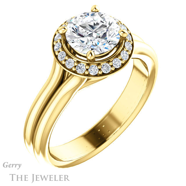 Round Cut Forever One Moissanite Engagement Ring #GTJ994-round-fo-y