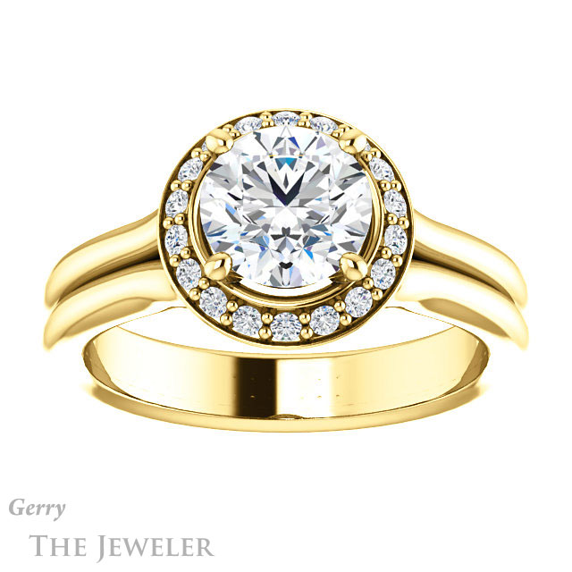 Round Cut Forever One Moissanite Engagement Ring #GTJ994-round-fo-y