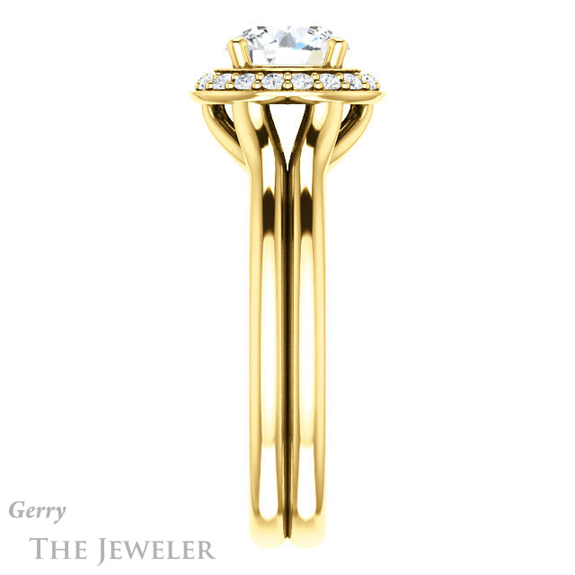 Round Cut Forever One Moissanite Engagement Ring #GTJ994-round-fo-y