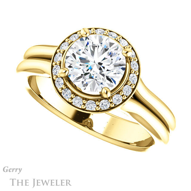 Round Cut Forever One Moissanite Engagement Ring #GTJ994-round-fo-y