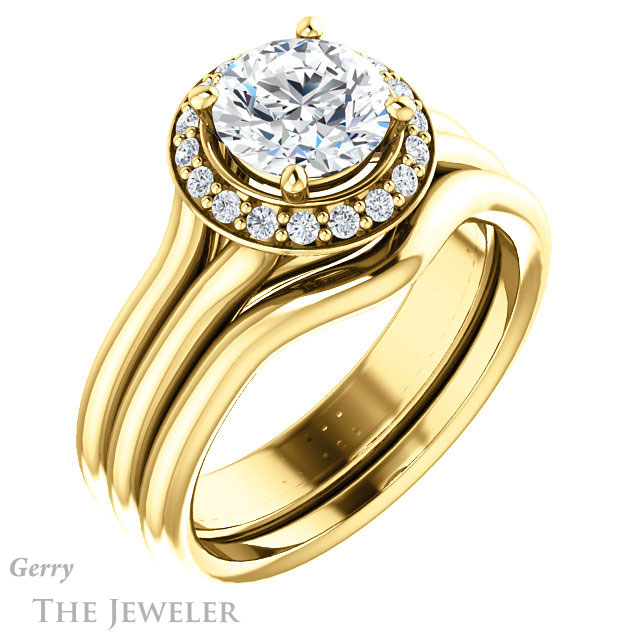 Round Cut Forever One Moissanite Engagement Ring #GTJ994-round-fo-y