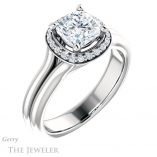 Cushion Cut Forever One Moissanite Engagement Ring #GTJ995-cushion-fo-w 4 Cushion Cut Forever One Moissanite Engagement Ring #GTJ995-cushion-fo-w
