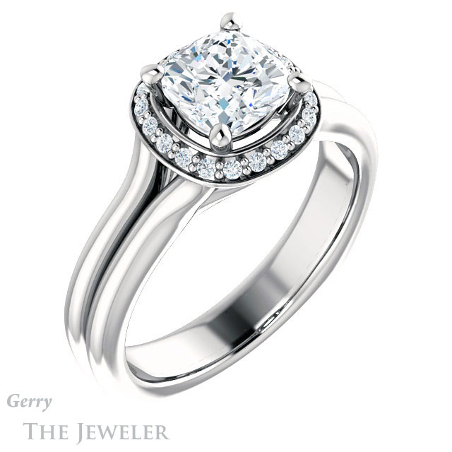 Cushion Cut Forever One Moissanite Engagement Ring #GTJ995-cushion-fo-w 4 Cushion Cut Forever One Moissanite Engagement Ring #GTJ995-cushion-fo-w