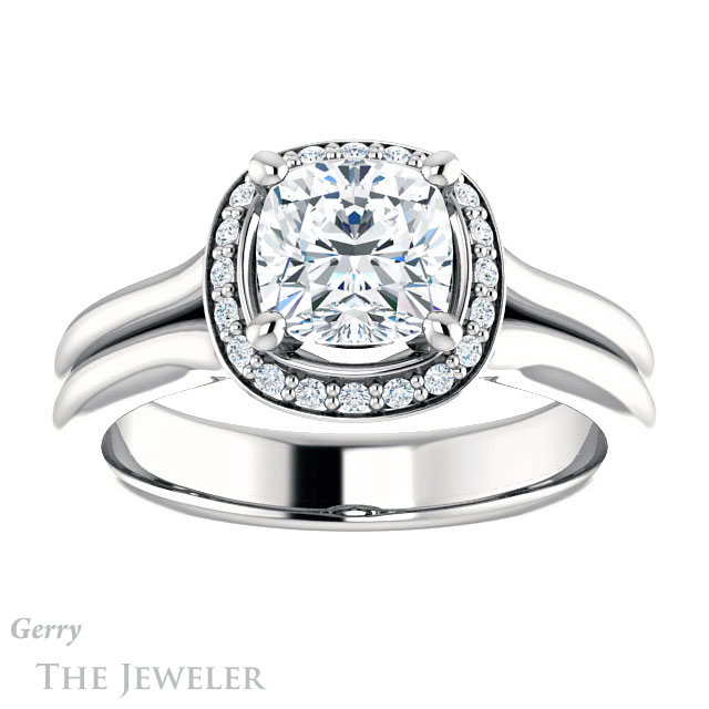 Cushion Cut Forever One Moissanite Engagement Ring #GTJ995-cushion-fo-w