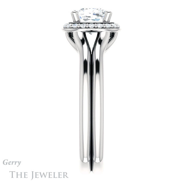 Cushion Cut Forever One Moissanite Engagement Ring #GTJ995-cushion-fo-w 3 Cushion Cut Forever One Moissanite Engagement Ring #GTJ995-cushion-fo-w