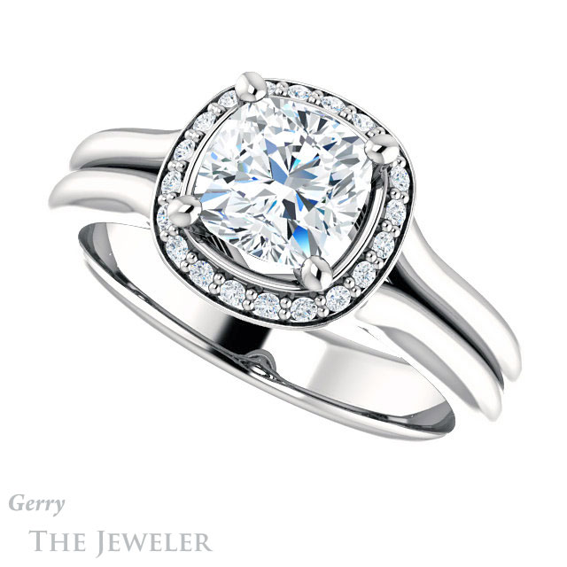 Cushion Cut Forever One Moissanite Engagement Ring #GTJ995-cushion-fo-w 5 Cushion Cut Forever One Moissanite Engagement Ring #GTJ995-cushion-fo-w
