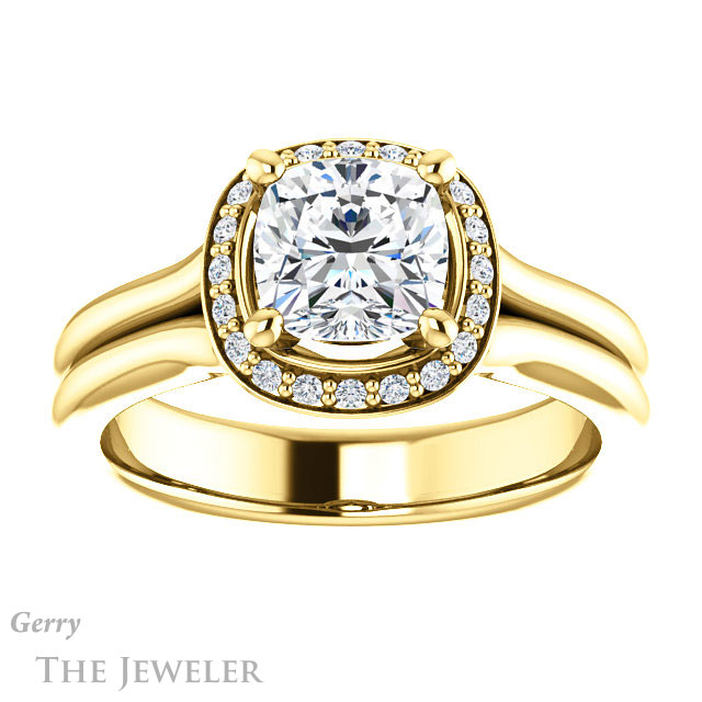 Cushion Cut Forever One Moissanite Engagement Ring #GTJ995-cushion-fo-y 1 Cushion Cut Forever One Moissanite Engagement Ring #GTJ995-cushion-fo-y