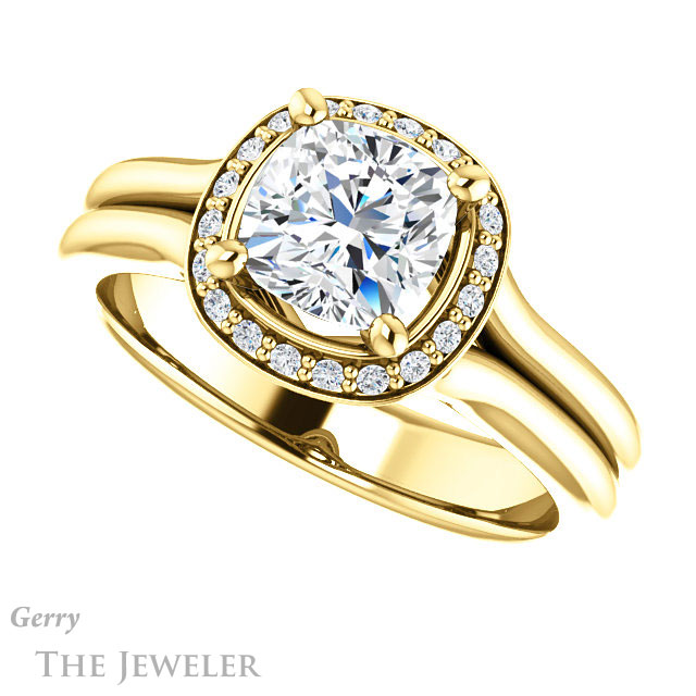 Cushion Cut Forever One Moissanite Engagement Ring #GTJ995-cushion-fo-y 5 Cushion Cut Forever One Moissanite Engagement Ring #GTJ995-cushion-fo-y