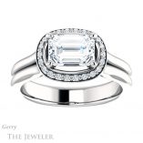 Emerald Cut Forever One Moissanite Engagement Ring #GTJ995-emerald-fb-w 1 Emerald Cut Forever Brilliant Moissanite Engagement Ring #GTJ995-emerald-fb-w
