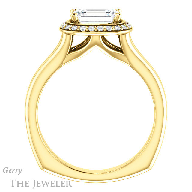 Emerald Cut Forever One Moissanite Engagement Ring #GTJ995-emerald-fb-y 2 Emerald Cut Forever Brilliant Moissanite Engagement Ring #GTJ995-emerald-fb-y