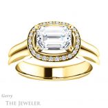 Emerald Cut Forever One Moissanite Engagement Ring #GTJ995-emerald-fb-y 1 Emerald Cut Forever Brilliant Moissanite Engagement Ring #GTJ995-emerald-fb-y