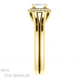 Emerald Cut Forever One Moissanite Engagement Ring #GTJ995-emerald-fb-y 3 Emerald Cut Forever Brilliant Moissanite Engagement Ring #GTJ995-emerald-fb-y