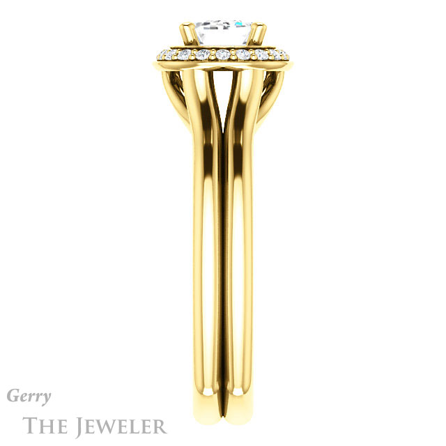 Emerald Cut Forever One Moissanite Engagement Ring #GTJ995-emerald-fb-y 3 Emerald Cut Forever Brilliant Moissanite Engagement Ring #GTJ995-emerald-fb-y