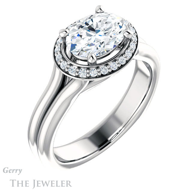 Oval Shaped Forever One Moissanite Engagement Ring #GTJ995-oval-fo-w 4 Oval Shaped Forever One Moissanite Engagement Ring #GTJ995-oval-fo-w