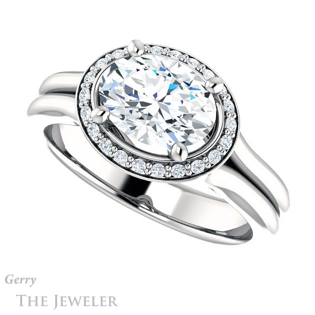 Oval Shaped Forever One Moissanite Engagement Ring #GTJ995-oval-fo-w 5 Oval Shaped Forever One Moissanite Engagement Ring #GTJ995-oval-fo-w