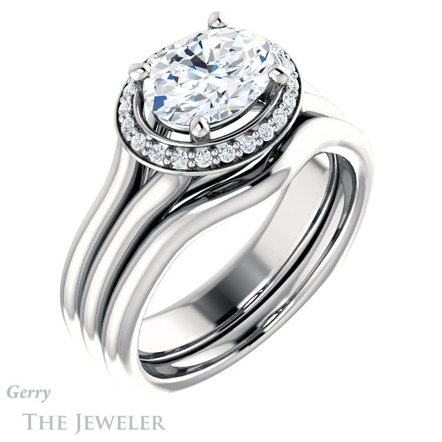 Oval Shaped Forever One Moissanite Engagement Ring #GTJ995-oval-fo-w 6 Oval Shaped Forever One Moissanite Engagement Ring #GTJ995-oval-fo-w
