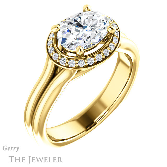 Oval Shaped Forever One Moissanite Engagement Ring #GTJ995-oval-fo-y 4 Oval Shaped Forever One Moissanite Engagement Ring #GTJ995-oval-fo-y
