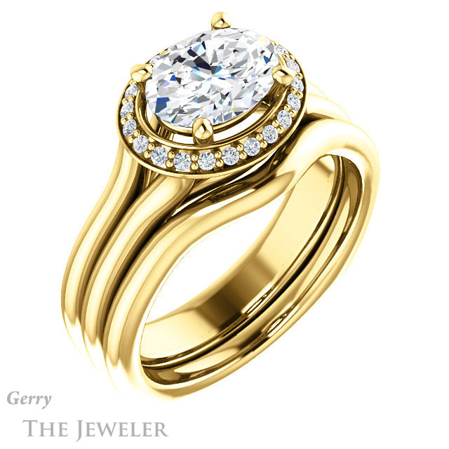 Oval Shaped Forever One Moissanite Engagement Ring #GTJ995-oval-fo-y 6 Oval Shaped Forever One Moissanite Engagement Ring #GTJ995-oval-fo-y
