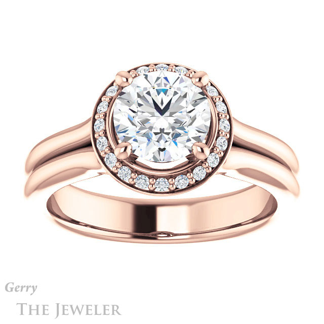 Round Cut Forever One Moissanite Engagement Ring #GTJ995-round-fo-r