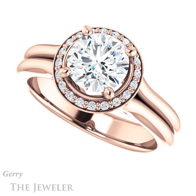 Round Cut Forever One Moissanite Engagement Ring #GTJ995-round-fo-r