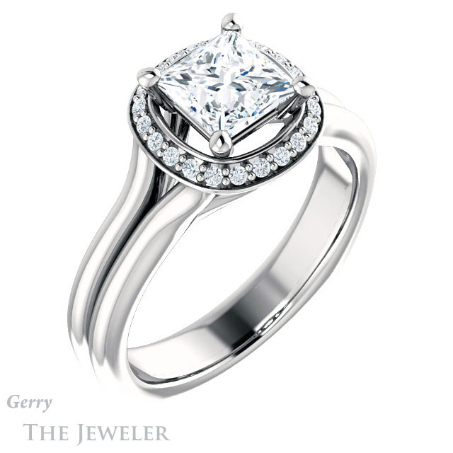 Princess Cut Forever One Moissanite Engagement Ring #GTJ995-square-fo-w 4 Princess Cut Forever One Moissanite Engagement Ring #GTJ995-square-fo-w