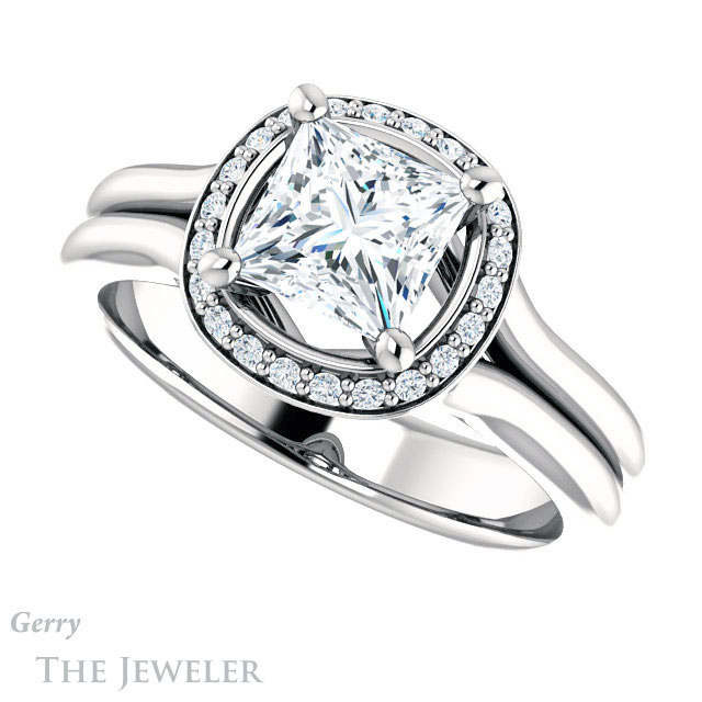Princess Cut Forever One Moissanite Engagement Ring #GTJ995-square-fo-w 5 Princess Cut Forever One Moissanite Engagement Ring #GTJ995-square-fo-w