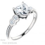 Heart Shaped Forever One Moissanite Engagement Ring #GTJ996-heart-fb-w 4 Heart Shaped Forever Brilliant Moissanite Engagement Ring #GTJ996-heart-fb-w