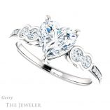 Heart Shaped Forever One Moissanite Engagement Ring #GTJ996-heart-fb-w 5 Heart Shaped Forever Brilliant Moissanite Engagement Ring #GTJ996-heart-fb-w