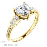 Heart Shaped Forever One Moissanite Engagement Ring #GTJ996-heart-fb-y 4 Heart Shaped Forever Brilliant Moissanite Engagement Ring #GTJ996-heart-fb-y