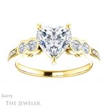 Heart Shaped Forever One Moissanite Engagement Ring #GTJ996-heart-fb-y 1 Heart Shaped Forever Brilliant Moissanite Engagement Ring #GTJ996-heart-fb-y