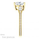 Heart Shaped Forever One Moissanite Engagement Ring #GTJ996-heart-fb-y 3 Heart Shaped Forever Brilliant Moissanite Engagement Ring #GTJ996-heart-fb-y