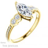 Marquise Cut Forever One Moissanite Engagement Ring #GTJ996-marquise-fb-y 4 Marquise Cut Forever Brilliant Moissanite Engagement Ring #GTJ996-marquise-fb-y