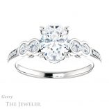Oval Shaped Forever One Moissanite Engagement Ring #GTJ996-oval-fo-w