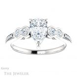 Pear Shaped Forever Brilliant Moissanite Engagement Ring #GTJ996-pear-fb-w