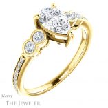 Pear Shaped Forever One Moissanite Engagement Ring #GTJ996-pear-fb-y 4 Pear Shaped Forever Brilliant Moissanite Engagement Ring #GTJ996-pear-fb-y