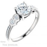 Round Cut Forever One Moissanite Engagement Ring #GTJ996-round-fo-w