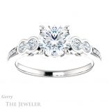 Round Cut Forever One Moissanite Engagement Ring #GTJ996-round-fo-w
