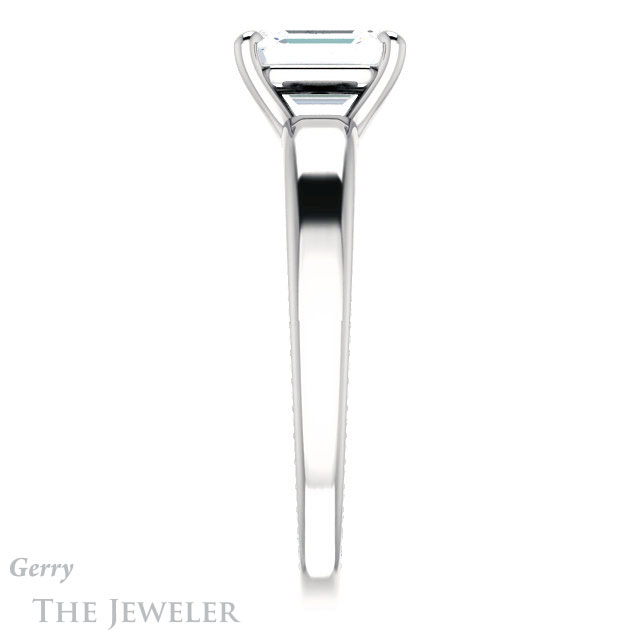 Emerald Cut Forever One Moissanite Engagement Ring #GTJ998-emerald-fb-w | Gerry The Jeweler Emerald Cut Forever Brilliant Moissanite Engagement Ring #GTJ998-emerald-fb-w