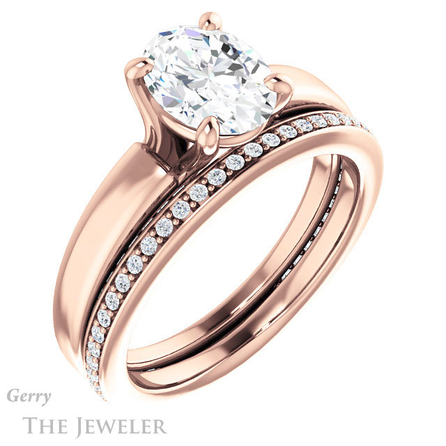 Oval Shaped Forever One Moissanite Engagement Ring #GTJ998-oval-fo-r | Gerry The Jeweler Oval Shaped Forever One Moissanite Engagement Ring #GTJ998-oval-fo-r